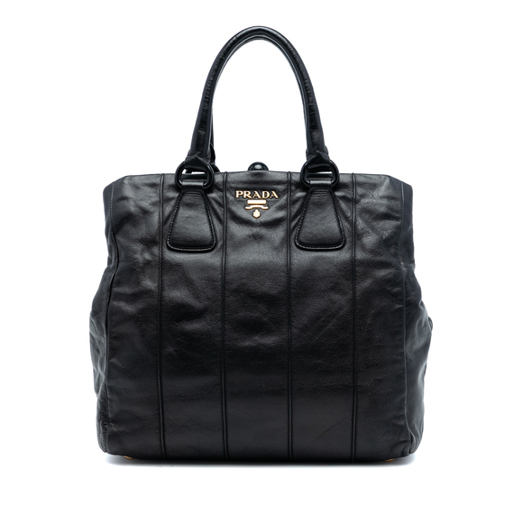 Prada Handbags - Pre-Loved Prada Soft Calf Frame Top Handle Bag